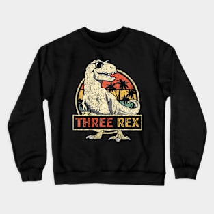 Three Rex 3rd Birthday Third Dinosaur Year Old Crewneck Sweatshirt